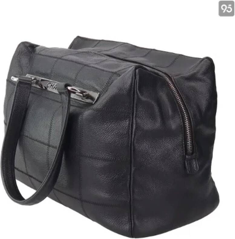 Chanel Vintage Tweedehands Zwarte Leren Chanel Chocoladereep Zwart Dames