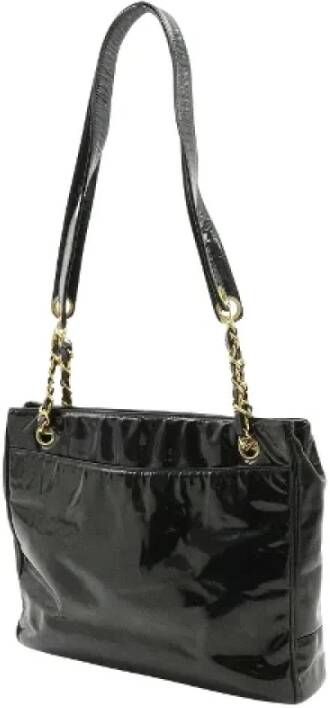Chanel Vintage Tweedehands Zwarte Leren Chanel PST Tote Zwart Dames
