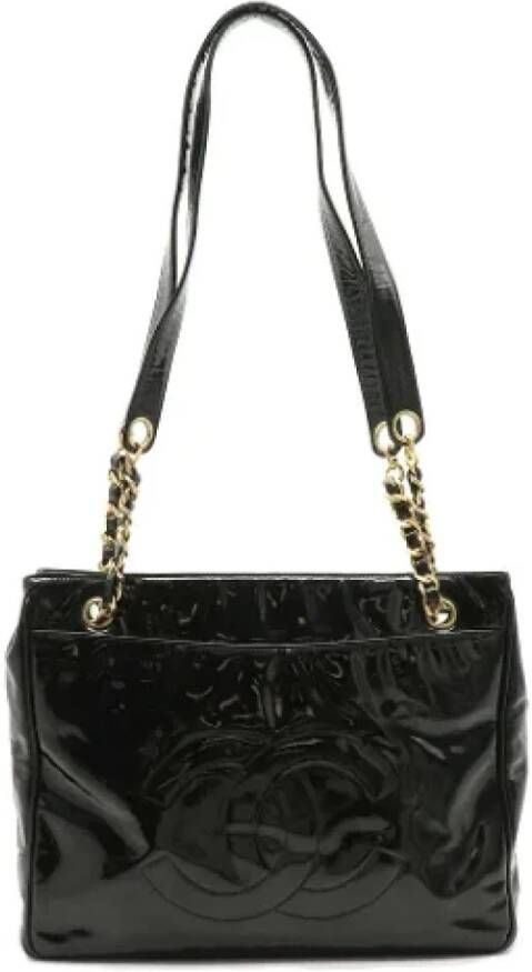 Chanel Vintage Tweedehands Zwarte Leren Chanel Tote Zwart Dames