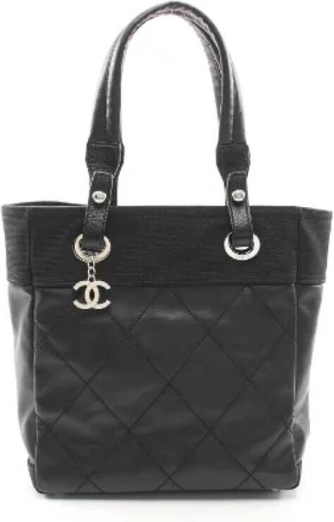 Chanel Vintage Tweedehands Zwarte Leren Chanel Tote Zwart Dames