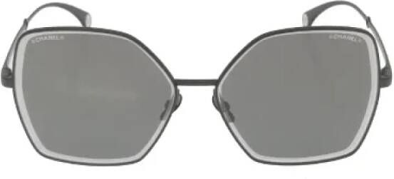 Chanel Vintage Tweedehands zwarte metalen designer zonnebril Zwart Dames
