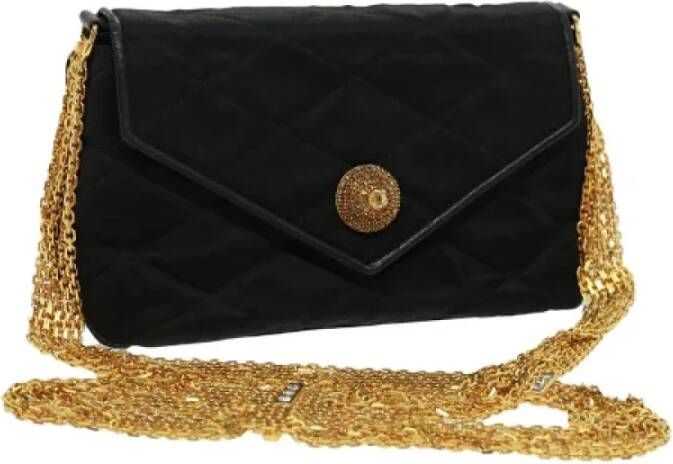 Chanel Vintage Tweedehands Zwarte Nylon Handtas van Louis Vuitton Zwart Dames