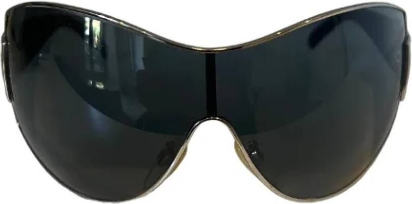 Chanel Vintage Tweedehands Zwarte Plastic Zonnebril Zwart Dames