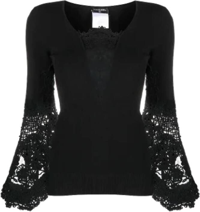 Chanel Vintage Tweedehands Zwarte Stoffen Chanel Trui Zwart Dames