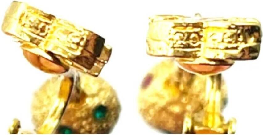 Chanel Vintage Vergulde Kristallen Bal Hangende Oorbellen Yellow Dames