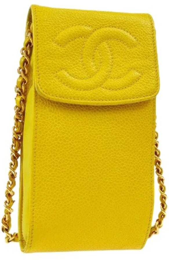 Chanel Vintage Voldoende lederen Chanel-bags Geel Dames