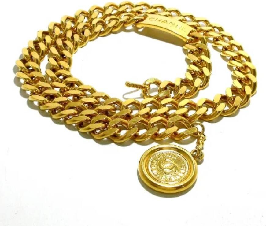 Chanel Vintage Voldoende metalen riemen Geel Dames