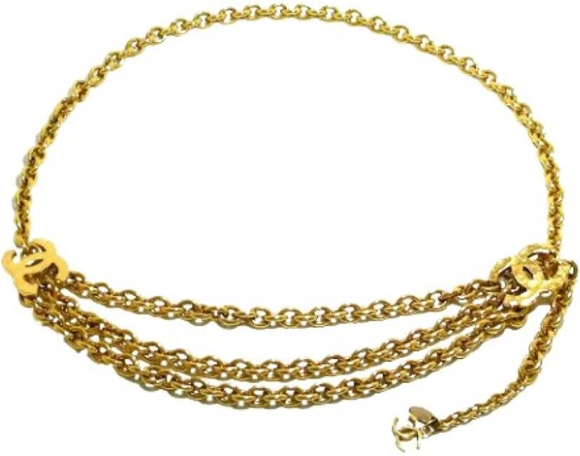 Chanel Vintage Voldoende metalen riemen Geel Dames