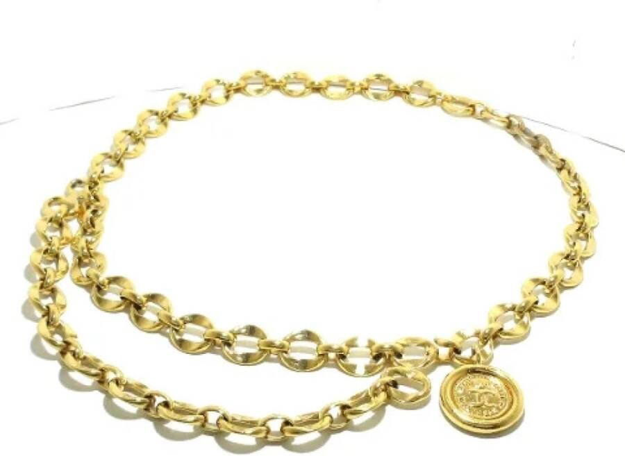 Chanel Vintage Voldoende metalen riemen Geel Dames