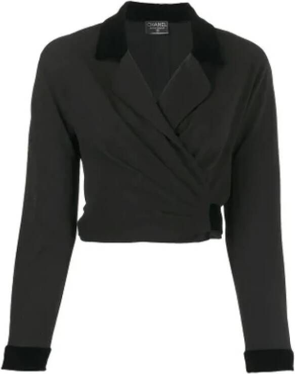 Chanel Vintage Wrap Stijl Zwart Chanel Blazer Zwart Dames