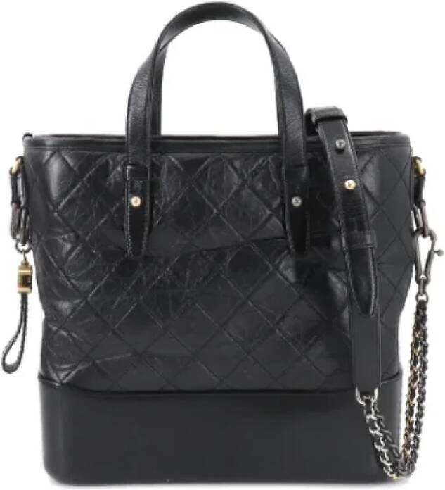 Chanel Vintage Zwarte leren Chanel schoudertas Zwart Dames