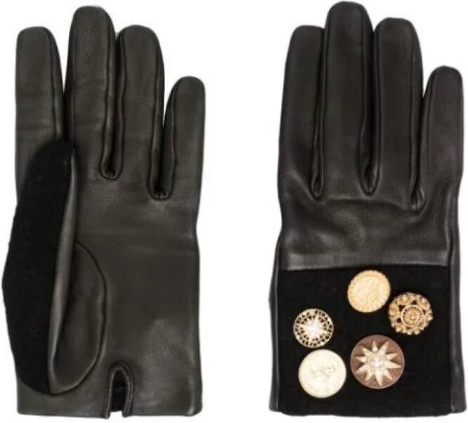 Chanel Vintage Zwarte Leren Vintage Chanel Handschoenen Zwart Dames
