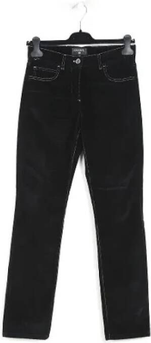 Chanel Vintage Zwarte Velvet Tweedehands Broeken-Shorts-Rokken Zwart Dames