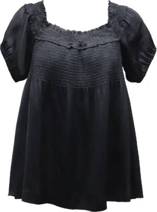 Chanel Vintage Zwarte zijden Chanel Top Zwart Dames