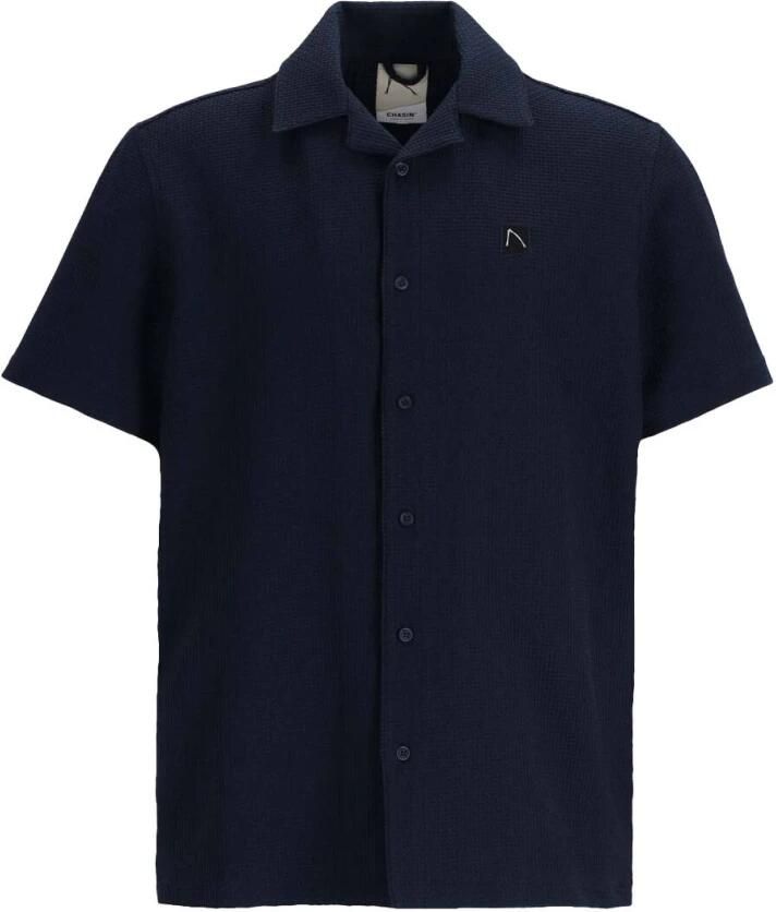 Chasin Korte mouw overhemd Doby Structure Blue Heren