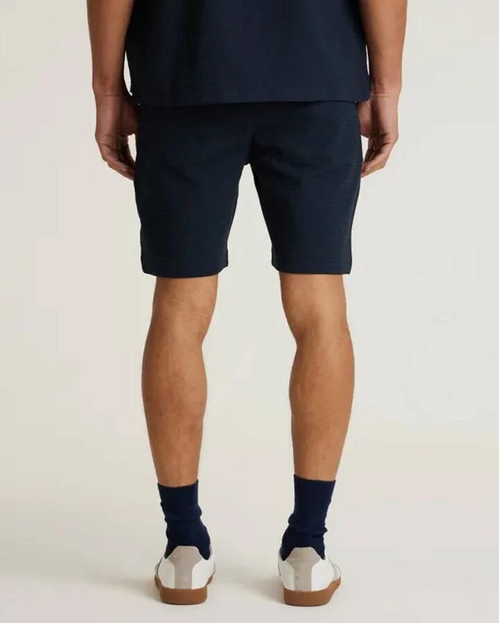CHASIN' slim chino short met textuur donkerblauw - Foto 3
