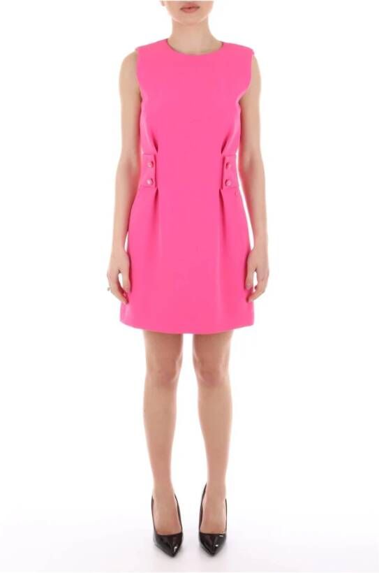 Chiara Ferragni Collection Mouwloze Korte Jurk met Juwelen Knopen Pink Dames