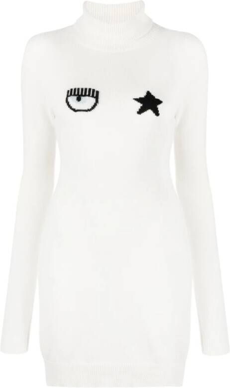 Chiara Ferragni Collection Daggebreide jurk Wit Dames