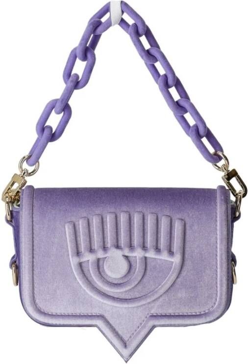 Chiara Ferragni Collection Eyelike Lilac Velvet Shoulder BAG Paars Dames