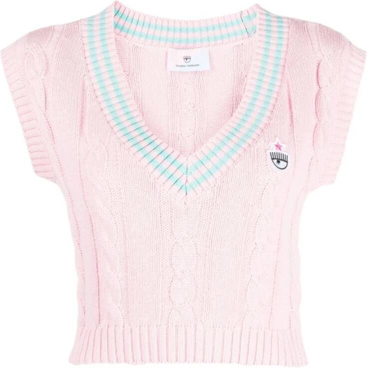 Chiara Ferragni Collection Gebreide kleding met V-hals Roze Dames