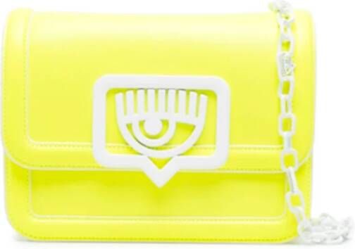 Chiara Ferragni Collection Gele Schoudertas met Wit Eyelike Logo Yellow Dames