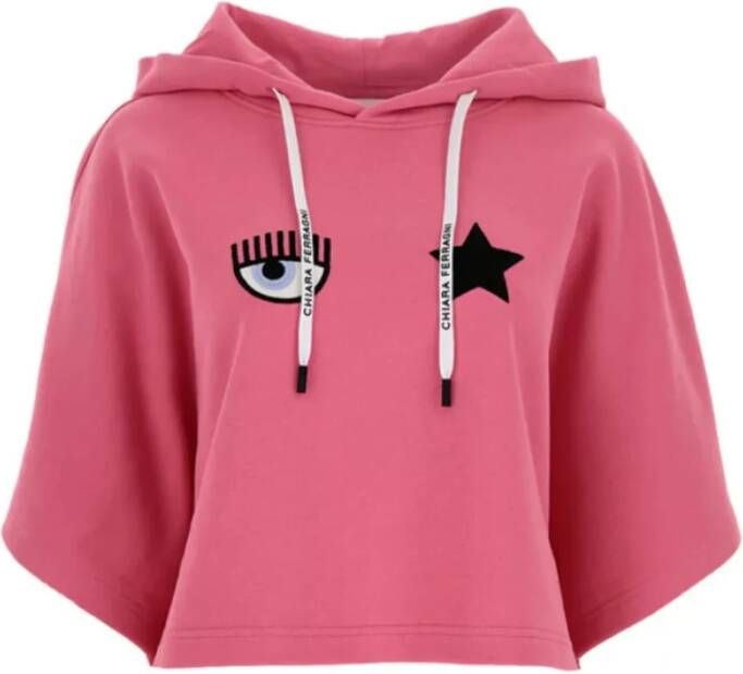 Chiara Ferragni Collection Hooded Sweatshirt Ersize Eye Star 3 4 sleeve Roze Dames