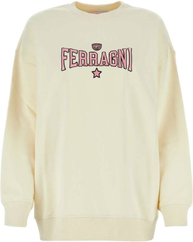 Chiara Ferragni Collection Ivoor Katoenen Sweatshirt Klassieke Stijl White Dames