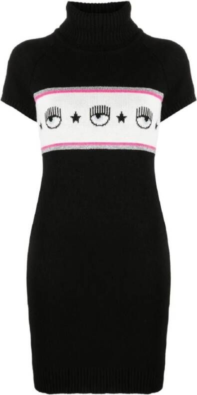 Chiara Ferragni Collection Maxilogo mini -jurk met korte mouwen Zwart Dames