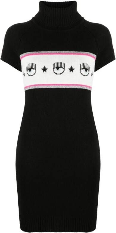 Chiara Ferragni Collection Maxilogo mini -jurk met korte mouwen Zwart Dames