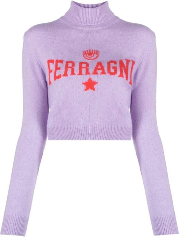 Chiara Ferragni Collection Paarse Sweaters Stijlvol en Trendy Paars Dames