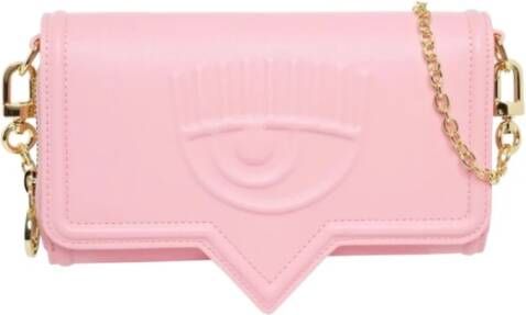 Chiara Ferragni Collection Roze Logo Eyelike Portemonnee met Afneembare Schouderband Roze Dames