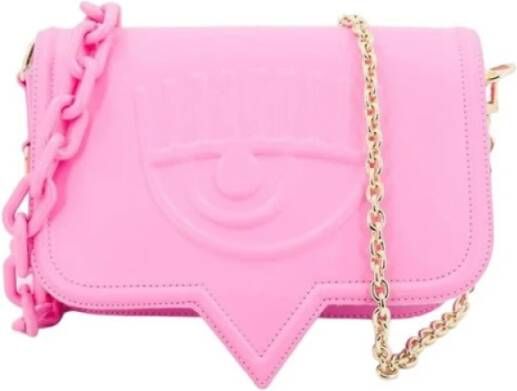 Chiara Ferragni Collection Grote Fuchsia Eyelike Schoudertas met Kettingband Pink Dames