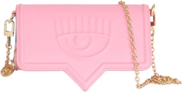 Chiara Ferragni Collection Roze Logo Eyelike Portemonnee met Afneembare Schouderband Pink Dames