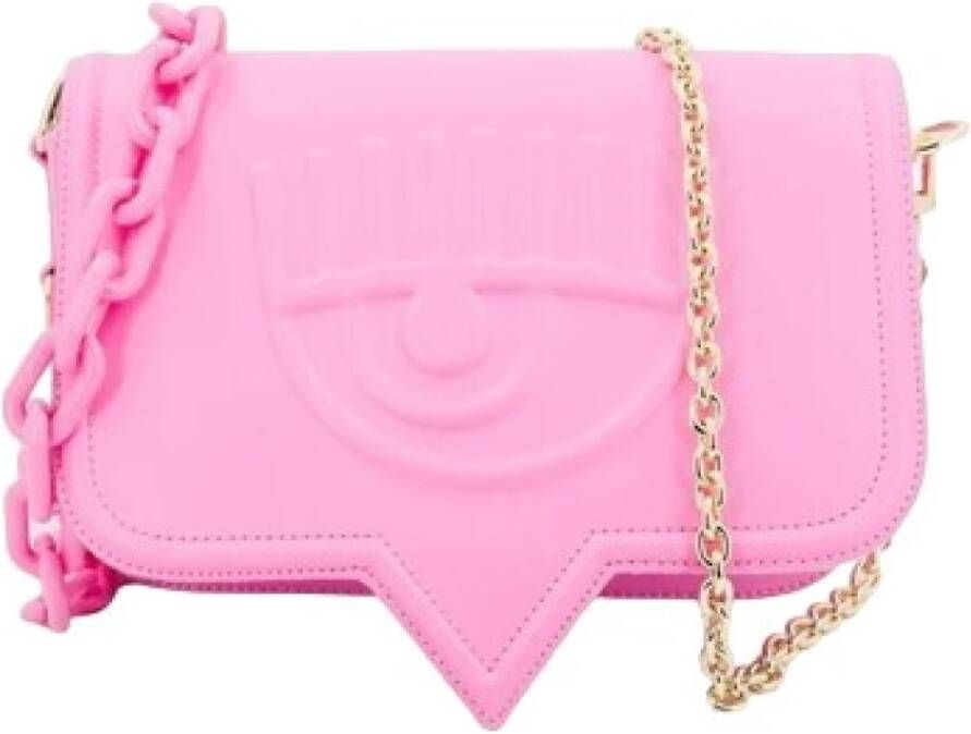 Chiara Ferragni Collection Grote Fuchsia Eyelike Schoudertas met Kettingband Pink Dames