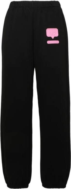 Chiara Ferragni Collection Sweatpants With Silicon Eyelike Logo Zwart Dames