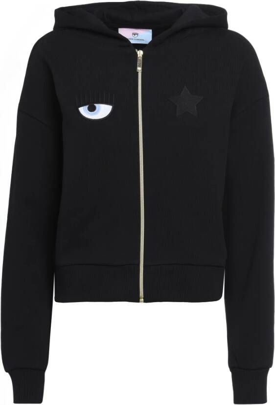 Chiara Ferragni Collection Sweatshirt 305 Zip Eye Star Zwart Dames