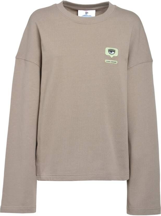 Chiara Ferragni Collection Sweatshirt 320 Eye Like Patch Diagonal Fleece Co Groen Dames