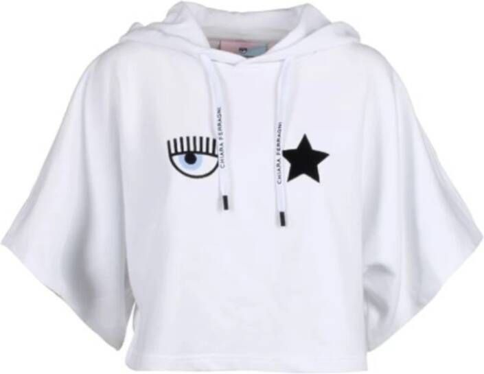 Chiara Ferragni Collection Sweatshirt met capuchon eye star 3 4 mouw Wit Dames