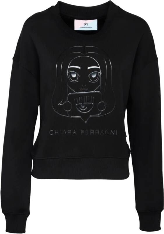 Chiara Ferragni Collection Sweatshirt met rubbermascotte Zwart Dames