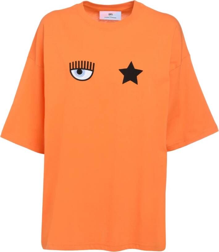 Chiara Ferragni Collection T-shirt 640 Eye Star Jersey 160 CO Oranje Dames
