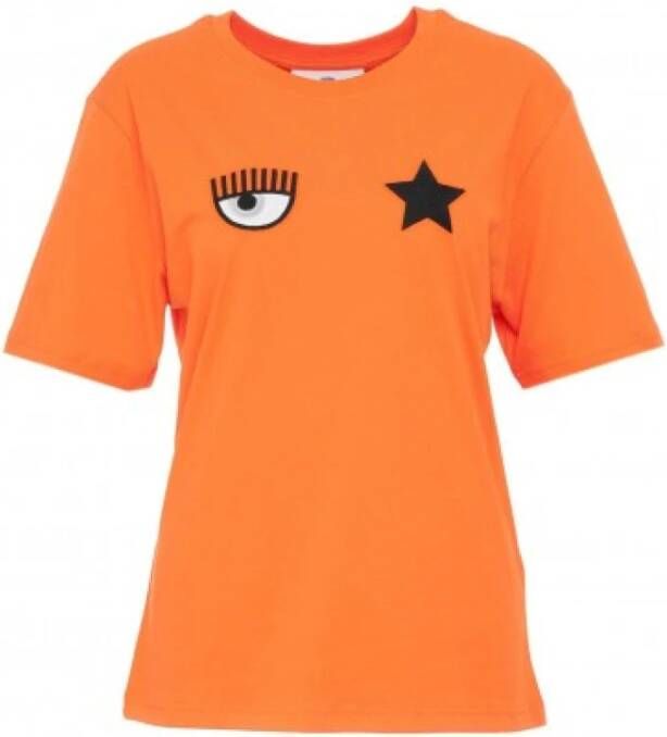 Chiara Ferragni Collection T-shirt 640 Eye Star Jersey 160 CO Oranje Dames