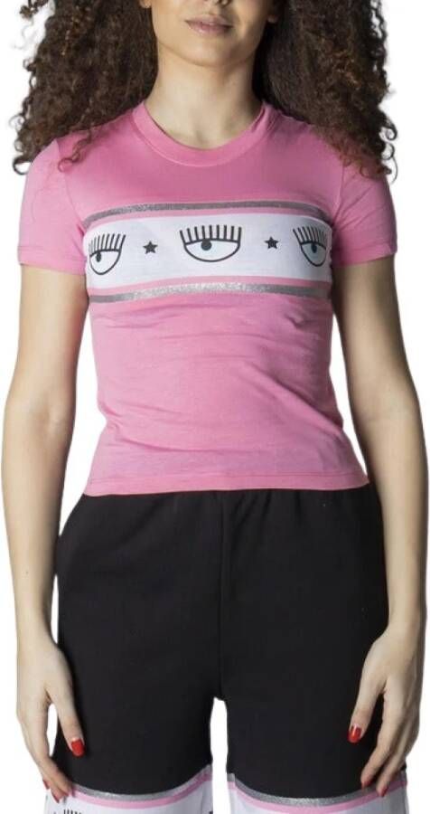 Chiara Ferragni Collection T-shirt 600 Maxilogomania Jersey 160 CO Roze Dames