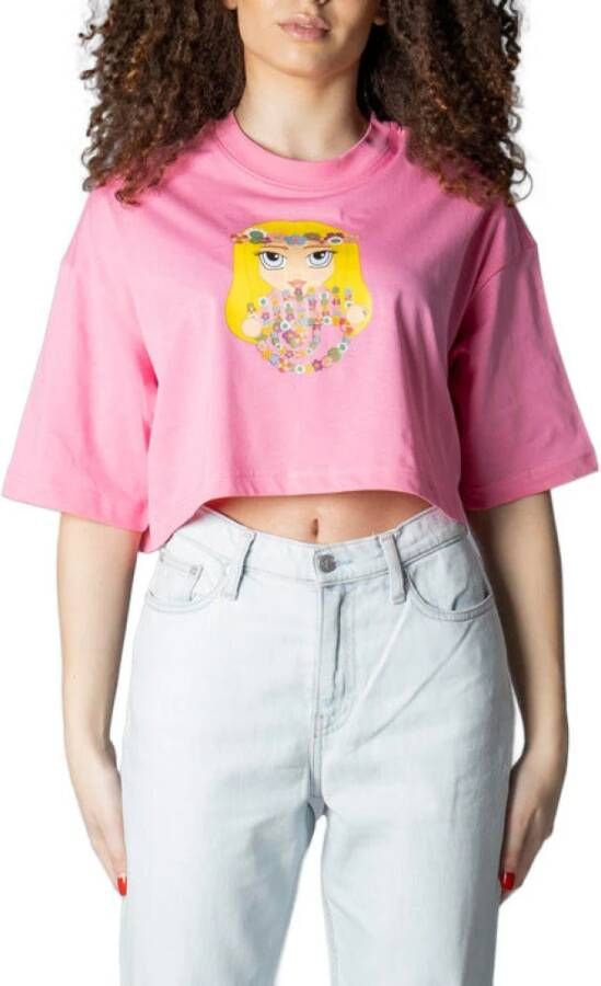 Chiara Ferragni Collection T-shirt 631 Mascotte Peace Jersey 160 CO Roze Dames