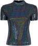 Chiara Ferragni Collection T-shirt collo alla coreana in lurex effetto specchio party donna 73Cbh601-J0038 Nero Zwart Dames - Thumbnail 1
