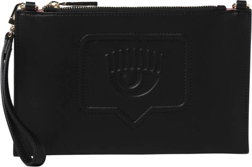 Chiara Ferragni Collection Zwarte Logo Eyelike Pochette met Kettingriem Black Dames