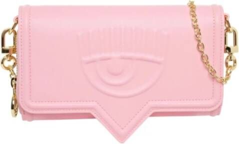 Chiara Ferragni Collection Roze Logo Eyelike Portemonnee met Afneembare Schouderband Pink Dames