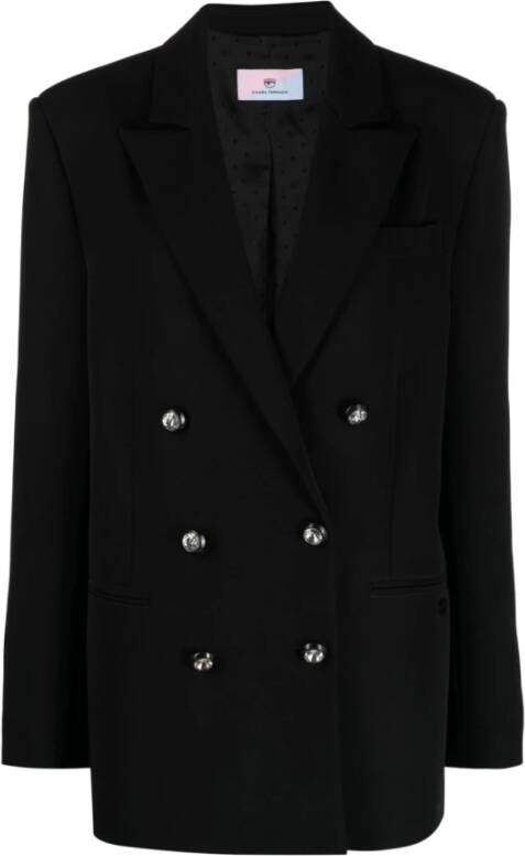 Chiara Ferragni Collection Klassieke single-breasted jas met juweelknoop Black Dames