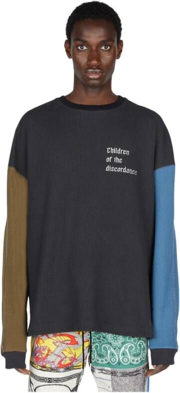Children Of The Discordance Katoenen Wafel Gebreide Sweatshirt met Contrastpanelen Bruin Heren
