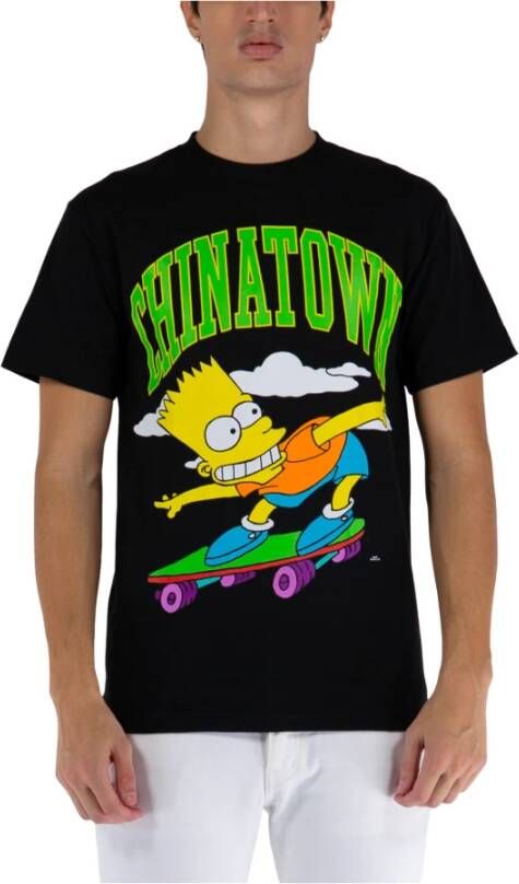 Market Simpsons Zwart Tee met Logo Print Black Heren