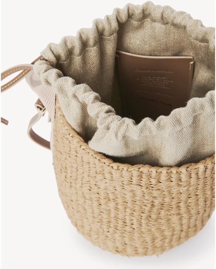 Chloé Raffia Bucket Tas met Trekkoordsluiting Beige Dames - Foto 2